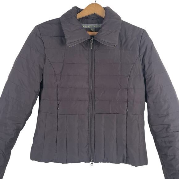 Kenneth Cole Reaction Women Down Feather Brown Quilted Coat Jacket Medium Puffer - Picture 2 of 8